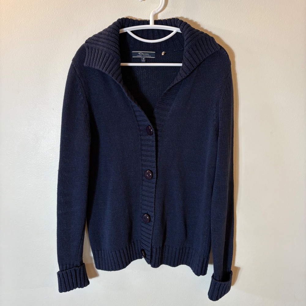 Tommy Bahama Denim Mens Navy Blue‎ Cotton Shawl Collar Cardigan Size Medium